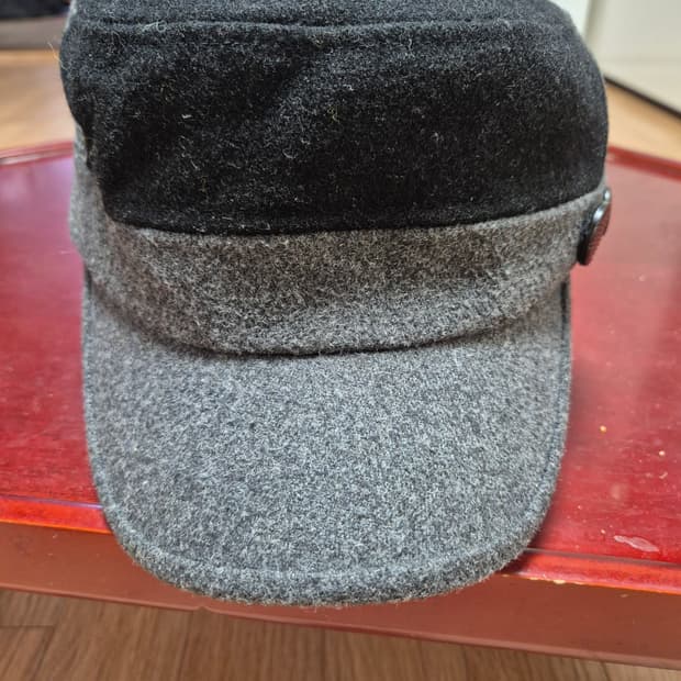 모직 소재의 군모 스타일 모자