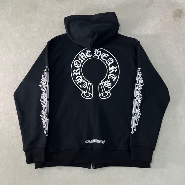 105 크롬하츠 홀스슈 플로랄 플리스 블랙 후드집업