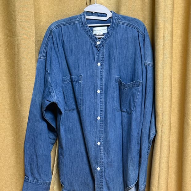 LAFUDGE STORE 데님 차이나 카라 셔츠 L