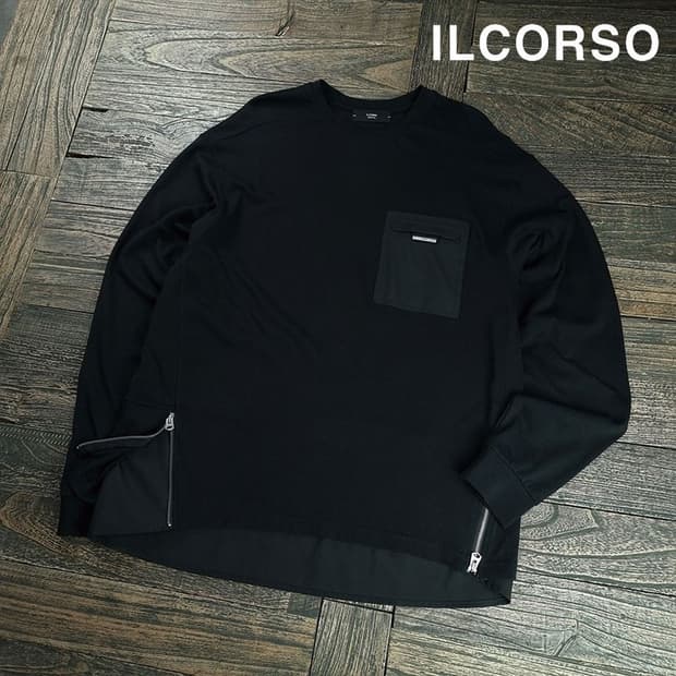 [일꼬르소] 22 S/S 오버사이즈 롱슬리브 긴팔티 블랙 M19913