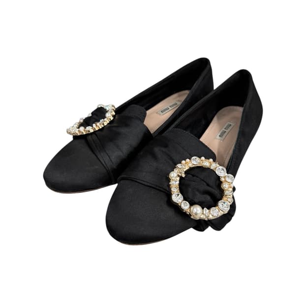 미우미우 새틴 플랫슈즈 38