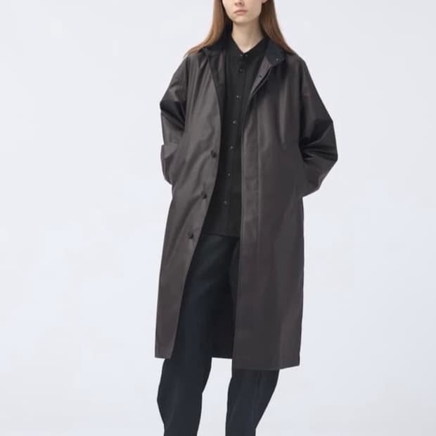 유니클로U 코팅 롱 코트 다크브라운