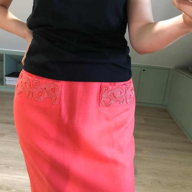 Sunset coral midi skirt