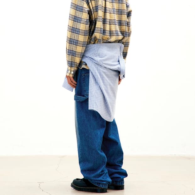 쿠어 컷오프 체크 셔츠(블루체크)XL 새상품