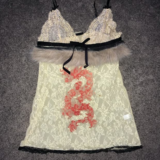 Red Dragon Lace Fur Cami Dress