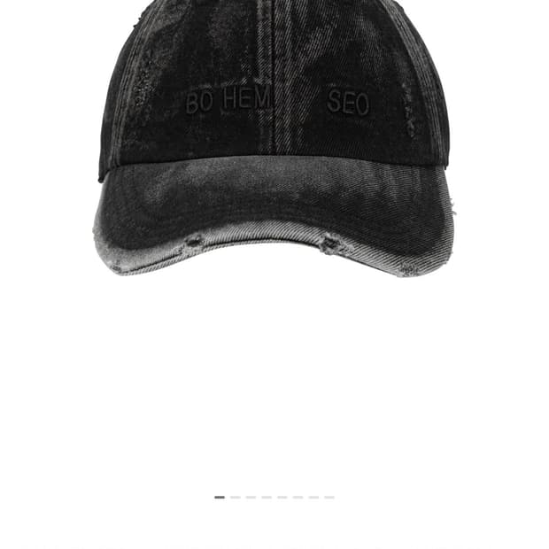 DISTRESSED DENIM BALL CAP, WASHED BLACK