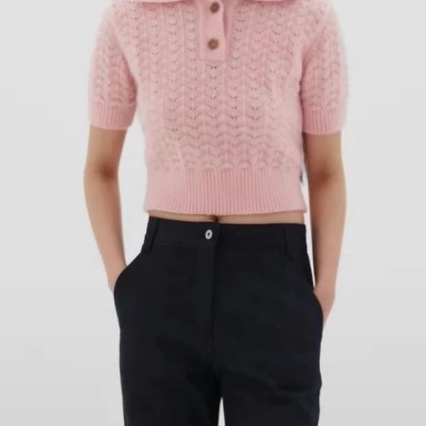 새상품)로우 클래식 핑크반팔니트