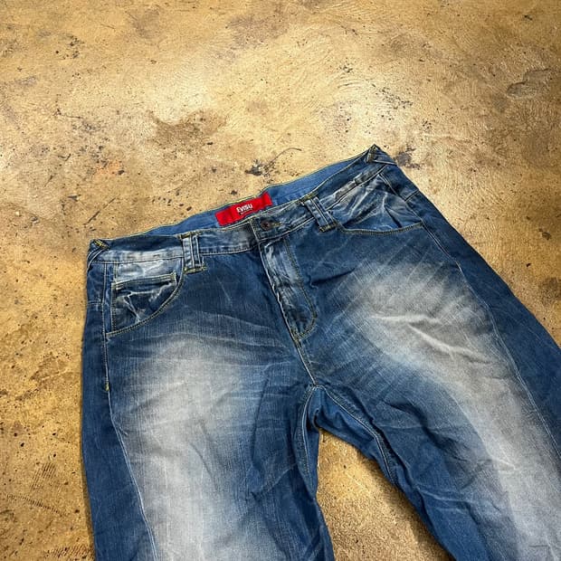 [정품/34] Evisu 에비수 빅로고 데님 버뮤다 팬츠 b16