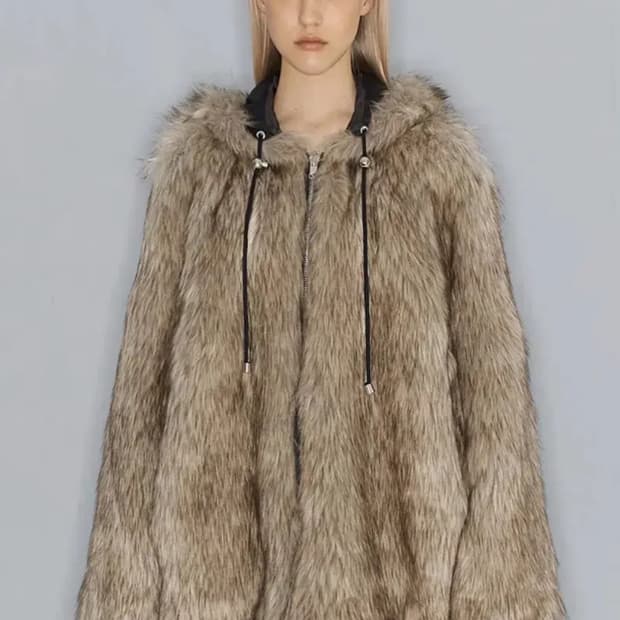 리버시블 폭스 퍼후드자켓 베이지 S