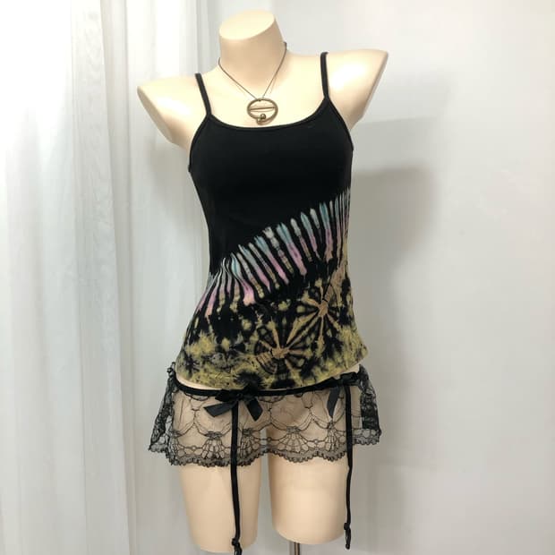 tie dye pattern ribbed sleeveless