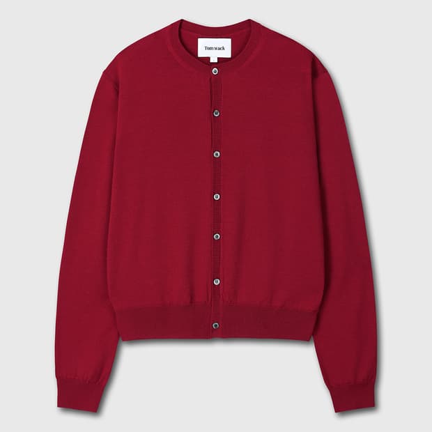 토니웩 슈퍼 파인 울 크루넥 가디건 레드 XL