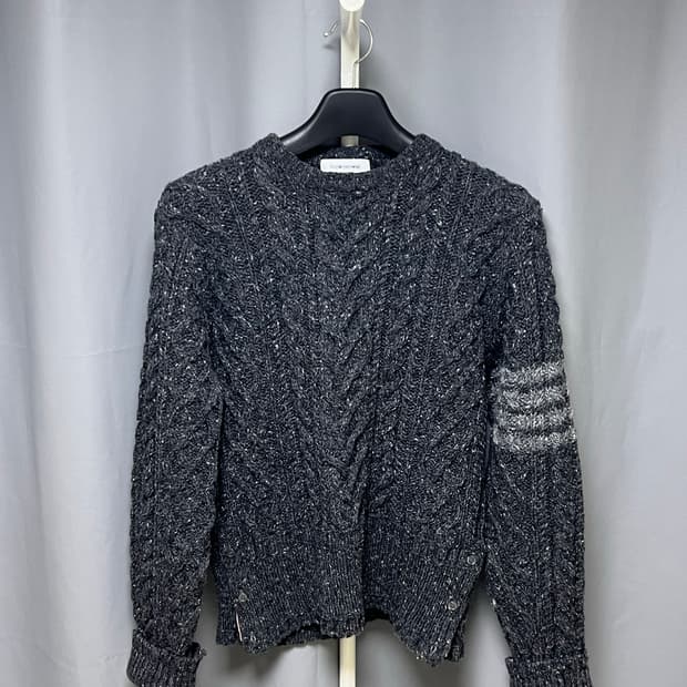 [정품] 3 톰브라운 사선 케이블 모헤어 울니트 그레이