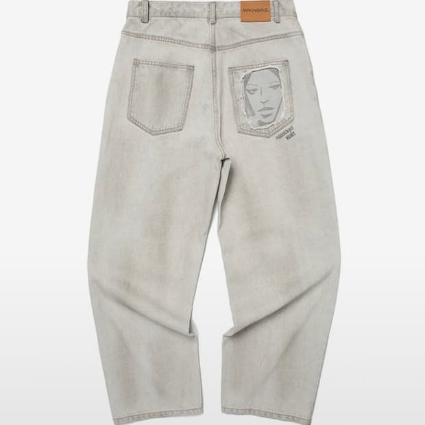위캔더스 FACE DENIM PANTS (S.GREY)