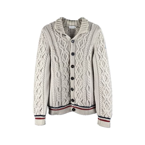 [L] 몽클레어 와펜로고 케티블 꽈배기 니트 가디건