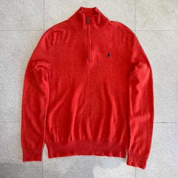 폴로 메리노 울 반집업 니트