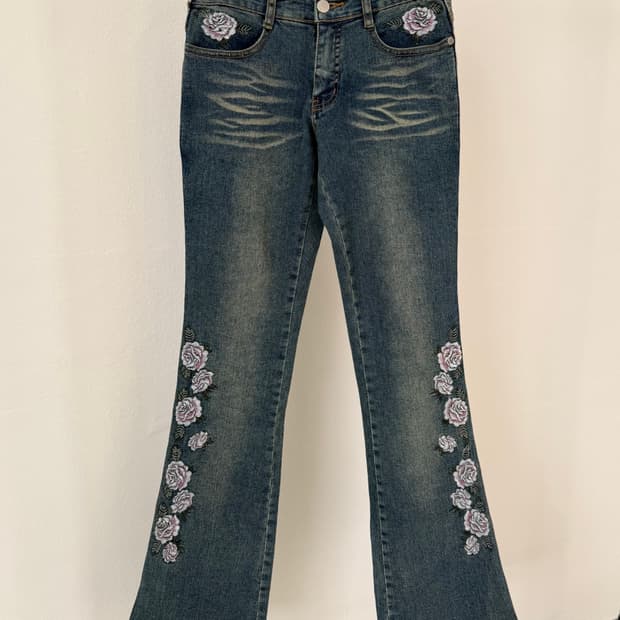 빈티지 자수 팬츠