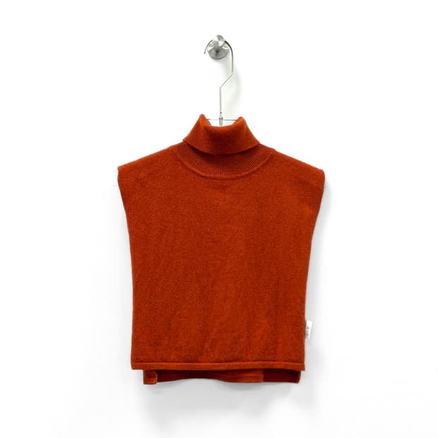 테라코타 오렌지 캐시미어 100% 터틀넥 빕