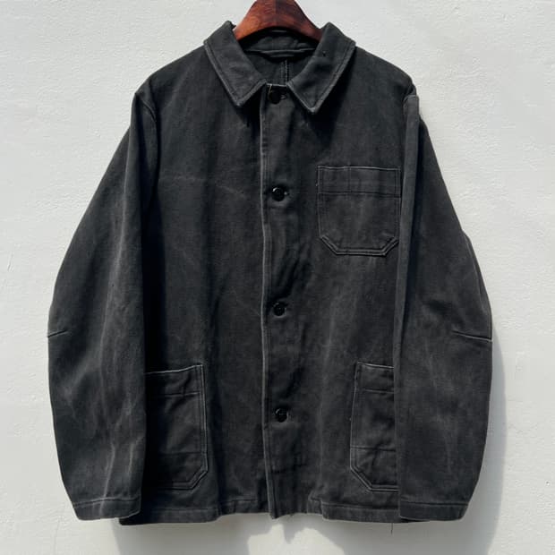 [L]90's 빈티지 워싱 블랙 몰스킨 프렌치 워크 자켓