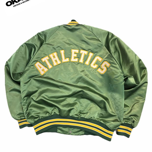 90's USA chaik line  샤틴 바시티자켓