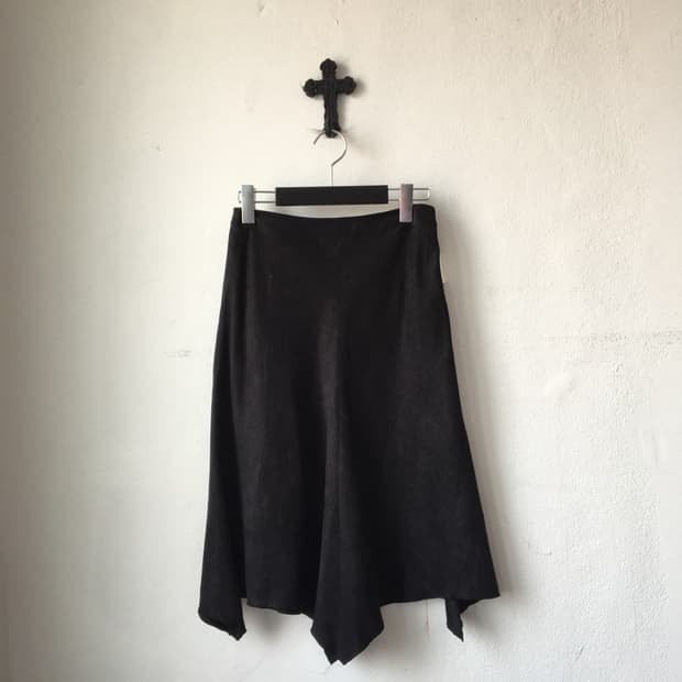 Unbalanced suede skirt