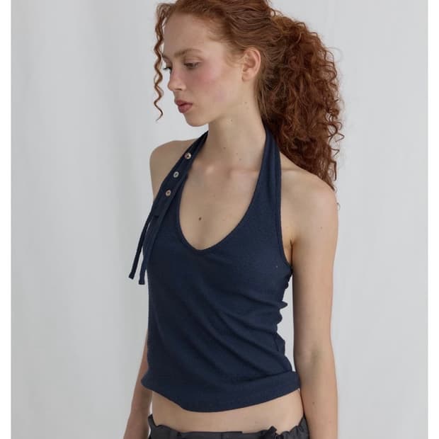 [새상품] 오데스 홀터넥 슬리브리스 네이비