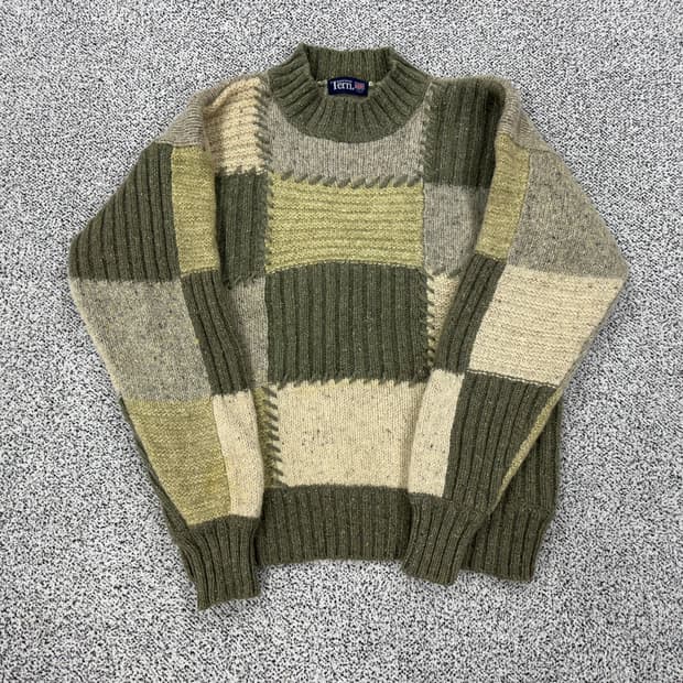 빈티지 패치워크 울스웨터