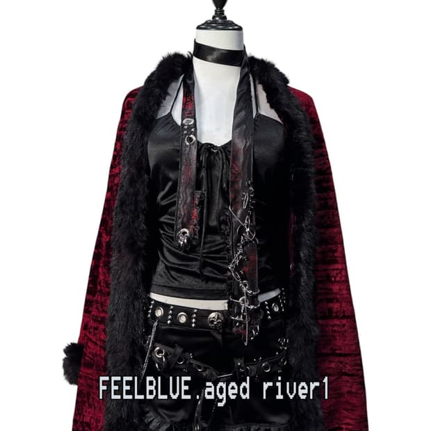 Halter Slip Top & Fur Velvet Coat (2pcs)