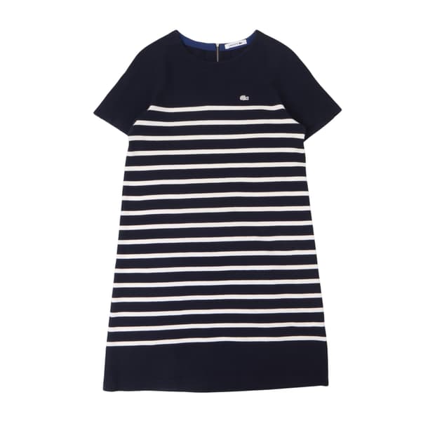라코스테 네이비 스트라이프 코튼 하프 원피스