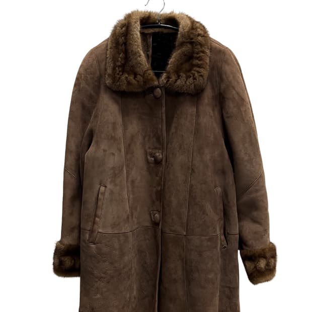 (170) 소프라니노 빈티지 스웨이드 무스탕 양가죽 코트