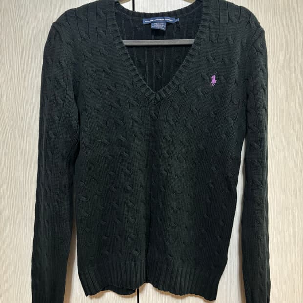 랄프로렌 케이블 니트 블랙 L