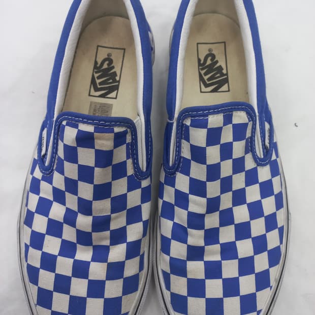 반스 블루 체크 슬립온 265mm