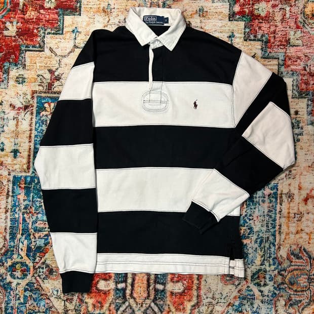 [S] 폴로 랄프로렌 스트라이프 럭비티