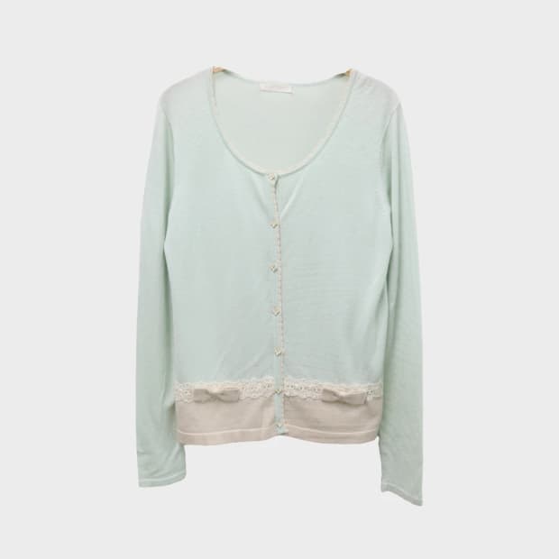 PATTERN 민트 컬러블럭 가디건 60748