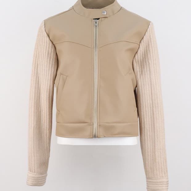 레더 니트 집업