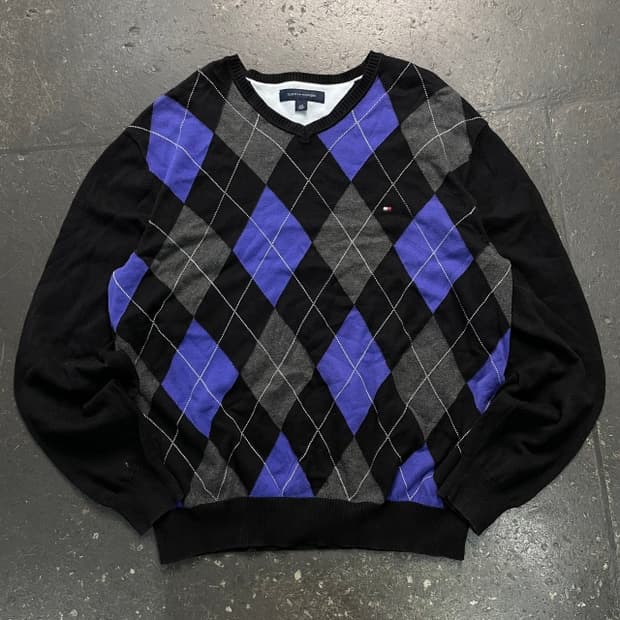 100 타미힐피거 아가일 니트 