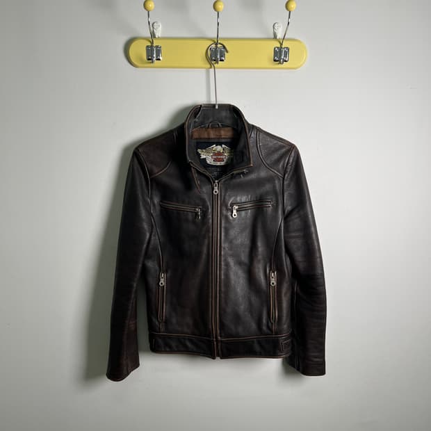 할리데이비슨 브라운 라이더 가죽 자켓 L