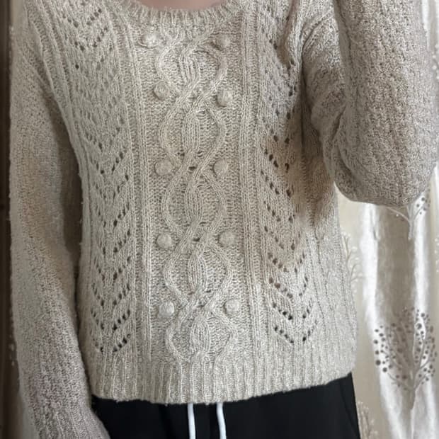 일본 빈티지 베이지 니트