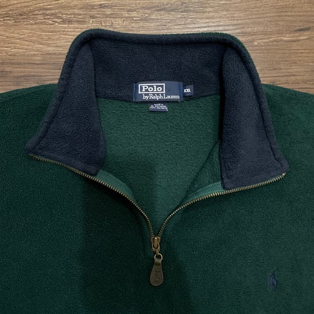 폴로 랄프로렌 오버핏 반집업 후리스 그린