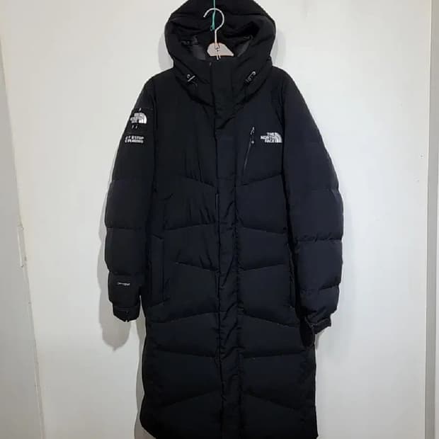 (S) 노스페이스 거위털 롱패딩 점퍼 블랙 구스다운 패딩코트 후드 