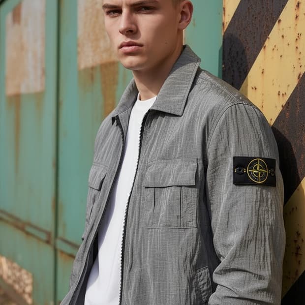 STONE ISLAND 나일론 집업 자켓입니다.