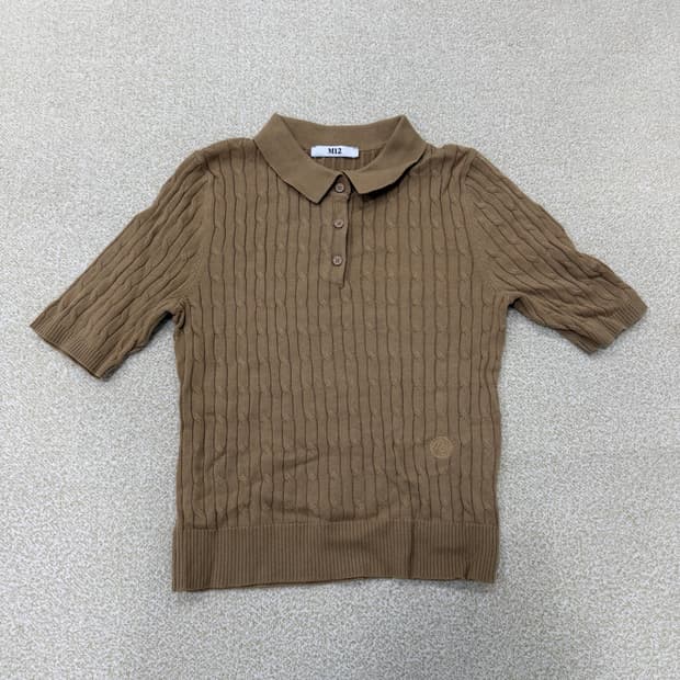 90 M12 여성 카라 꽈배기 반팔 니트0128T1