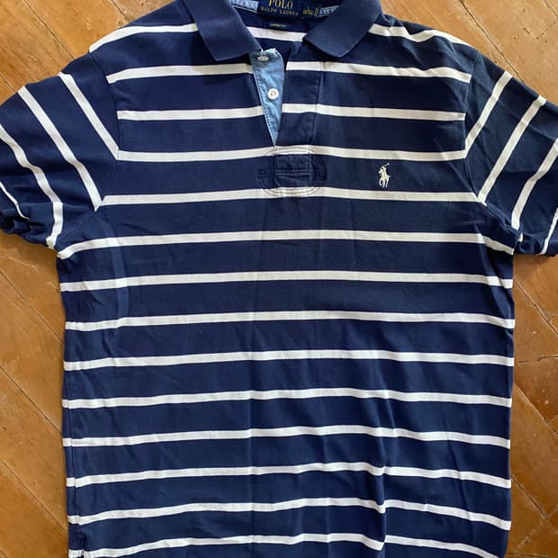 폴로 랄프로렌 네이비 스트라이프 카라티 L (105)