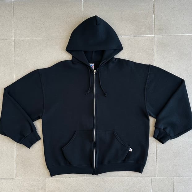 빈티지 러셀 후드집업 블랙 L