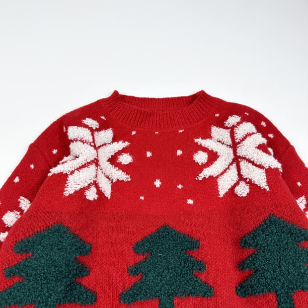 VTG 빈티지 크리스마스 트리 레드 니트 (M 여성추천)