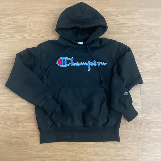 챔피온 리버스위브 후드티 블랙 미디움
