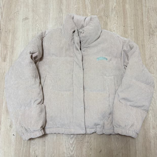 게스 덕다운 코듀로이 크롭 패딩 XS/85 