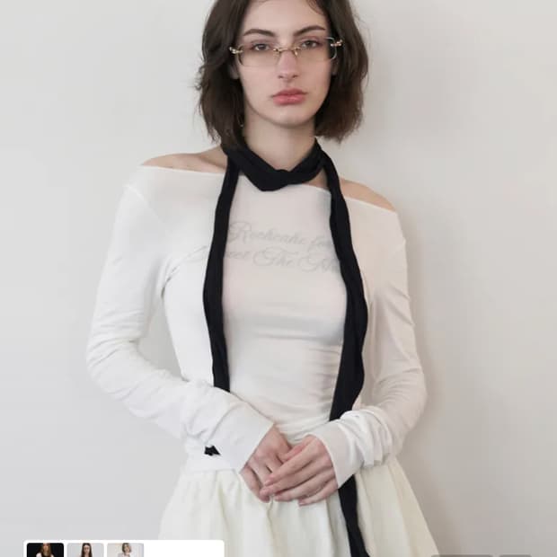 락케이크 롱슬리브 탑 아이보리