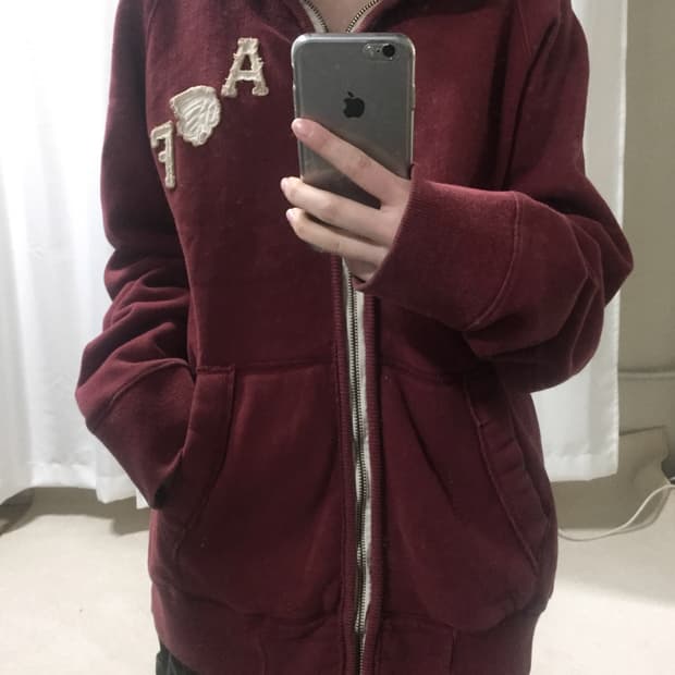 아베크롬비 버건디 코튼 면 집업