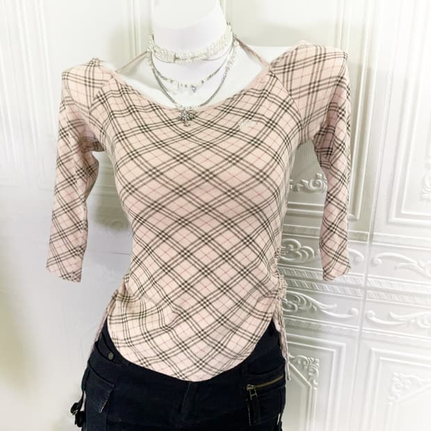 Burberry blue label nova check sleeve