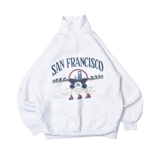 90S USA 반집업 맨투맨 스웻셔츠 M